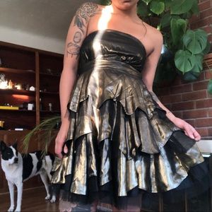 Golden Babydoll Party Dress